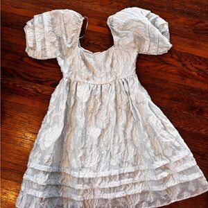 Light Blue Puff Sleeve Dress